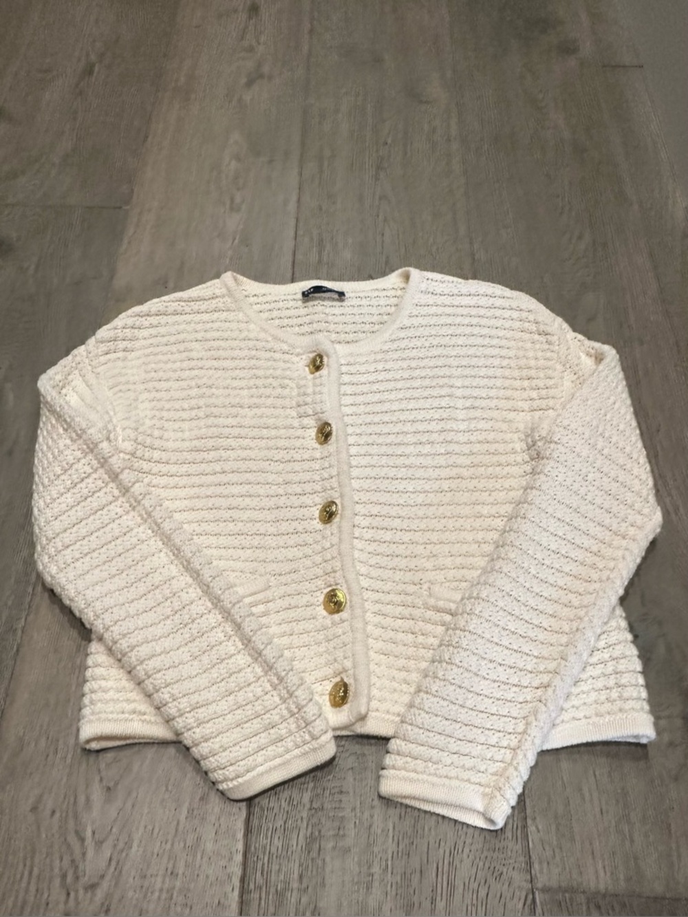 100% Cotton Textured Sweater Jacket petite XS - Picture 11 of 14